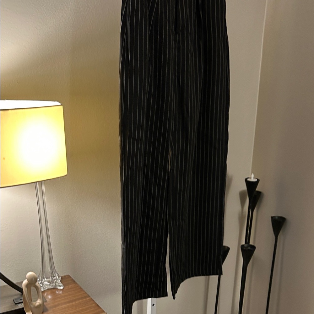Elegant Black Pinstripe Women's Pants